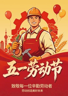五一劳动节劳动者插画