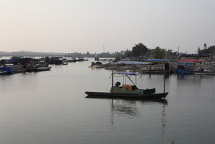 湛江宁静港湾中的小船