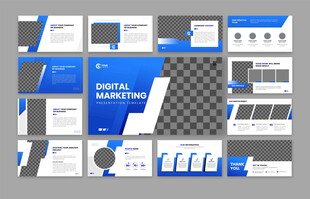 蓝白商务风宣传册设计模板