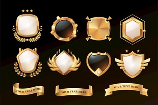金色徽章与装饰元素集合