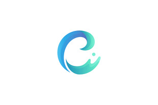 海浪元素创意字母C标志