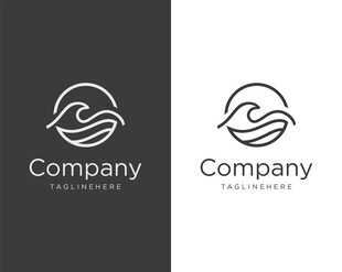 简约波浪风格企业标志设计