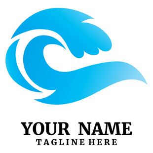 蓝色海浪标志设计