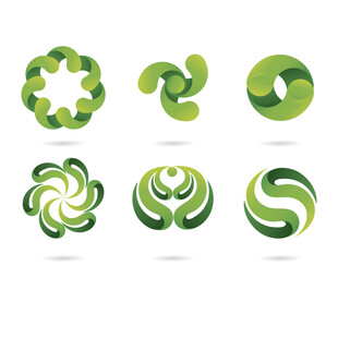 绿色抽象旋转标志设计