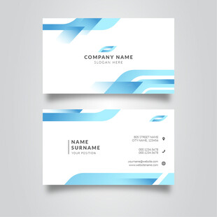 简约蓝白渐变商务名片设计