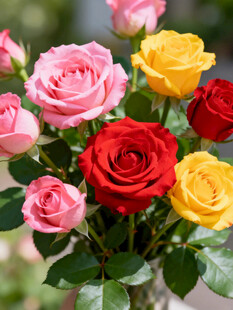 多彩玫瑰花瓶插花