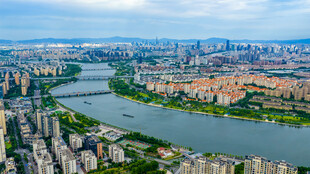 宁波姚江青林湾大运河全景航拍