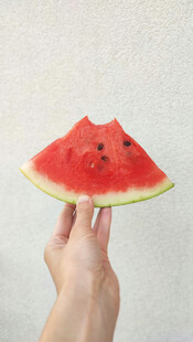 手托可爱三角形西瓜片
