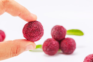 手捧新鲜诱人的红杨梅