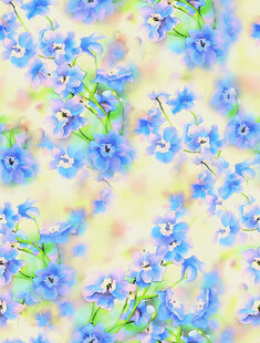 梦幻蓝色花卉水彩图案