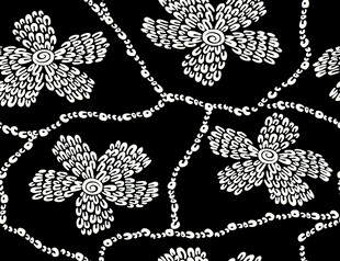 黑白珠绣花朵图案