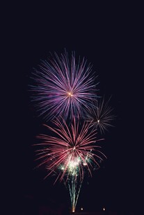 夜空中绚烂绽放的烟花