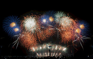 绚丽烟花点亮夜空中