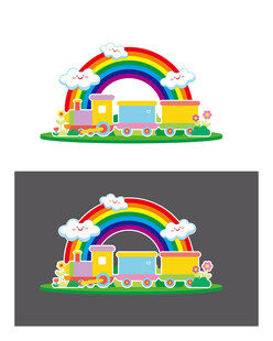 彩虹下的可爱火车图案户外儿童乐