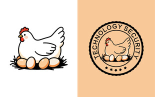 母鸡与蛋标志设计