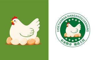卡通母鸡与鸡蛋标志设计