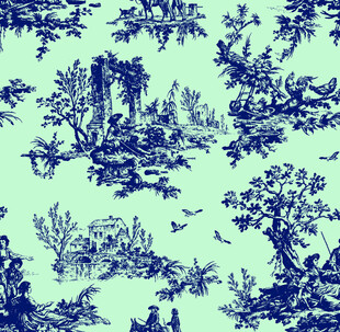 蓝绿中式风景图案纹理