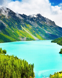 美丽高山湖泊自然风光