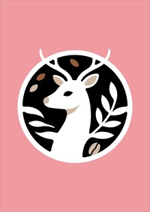 简约鹿头树叶装饰图案