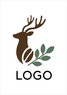 鹿与叶咖啡标志设计