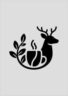 鹿与咖啡简约创意图标