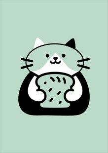 可爱猫咪抱着小鱼干