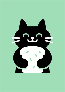 可爱黑猫抱白物