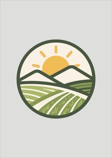 田园风光圆形标志设计