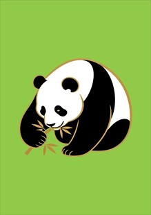 憨态熊猫啃食鲜竹