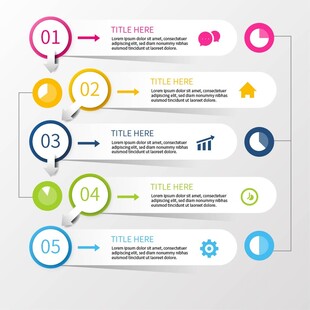 多彩步骤信息图表