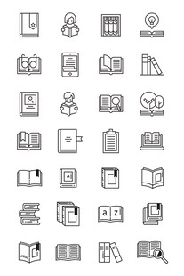 图书书本教育学习图标集