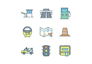 交通与出行相关图标集合