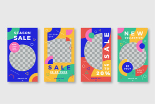 多彩促销标签设计海报