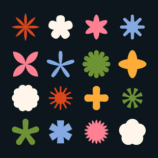 多彩花朵形状图案集合