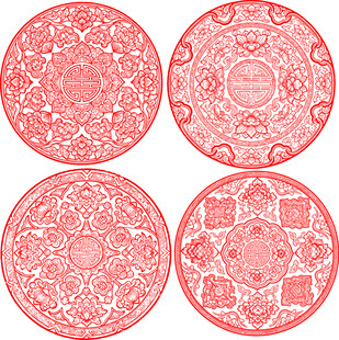 中式圆形传统花纹图案