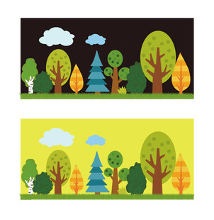 森林树林可爱插画卡通