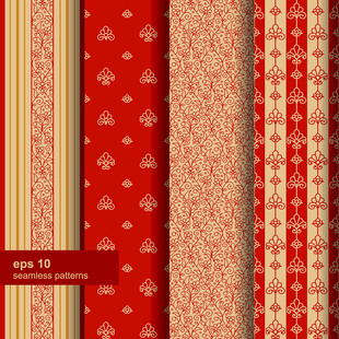 喜庆红色系花纹图案背景