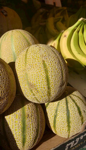 新鲜甜瓜堆叠展示