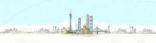 手绘城市背景线稿