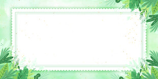 清新绿叶边框空白背景图