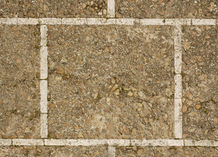 石质地面上的白色框线