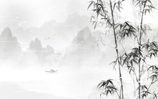中国风水墨山水竹子背景