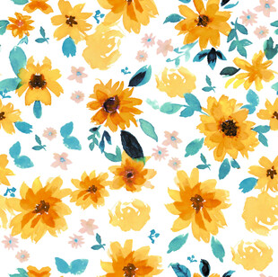 数码印花 黄色花卉