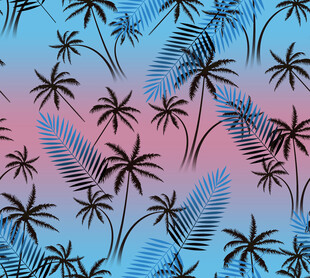 热带棕榈叶渐变背景图案