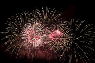 夜空中绚丽绽放的烟花