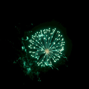 夜空中的绿色绚烂烟花