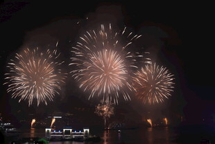 夜空中绚烂绽放的烟花