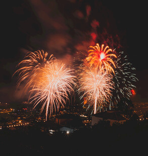 夜空中绚烂的烟花绽放