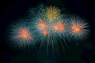 夜空中绚烂的烟花绽放