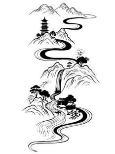 高山流水水墨山水背景